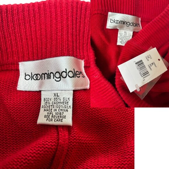 BLOOMINGDALES CHERRY RED SILK CASHMERE WIDE LEG LOUNGE PANTS JOGGERS  XLARGE NWT - Picture 5 of 5